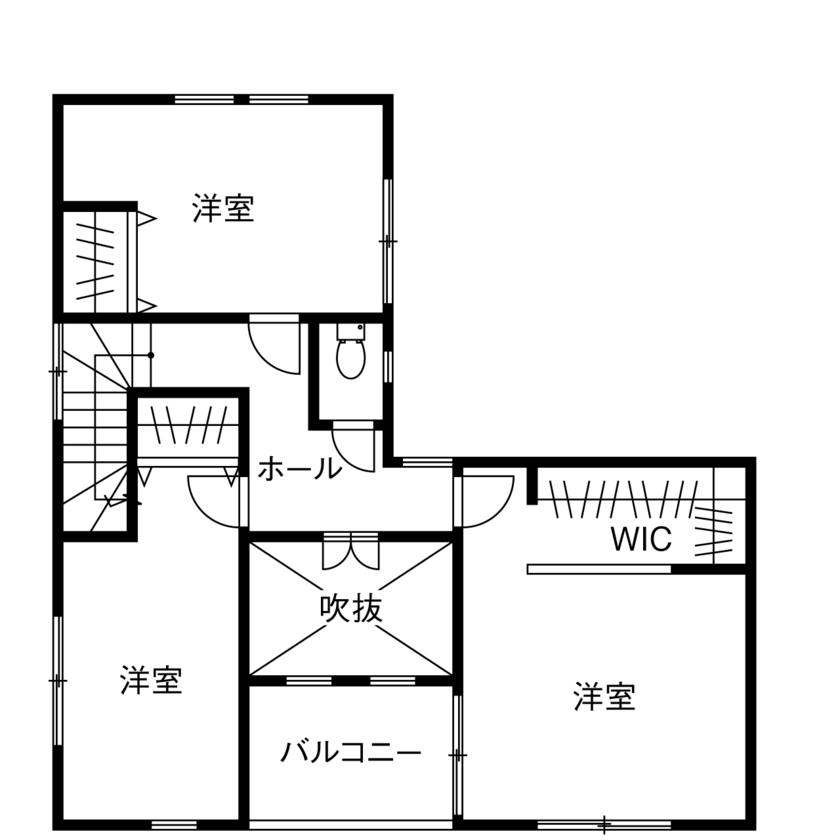 一建設 【1750万円／吹抜／ランドリールーム／間取図有】吹き抜けが開放感たっぷり。予算内で希望を全て実現した家の間取り図（4LDK）2階