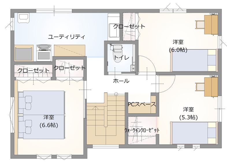 東海住宅 【2000万円台｜収納充実｜家事ラクの工夫】家族時間が充実する工夫満天　ランドリースペースが自慢の住まいの間取り図（4LDK）2階