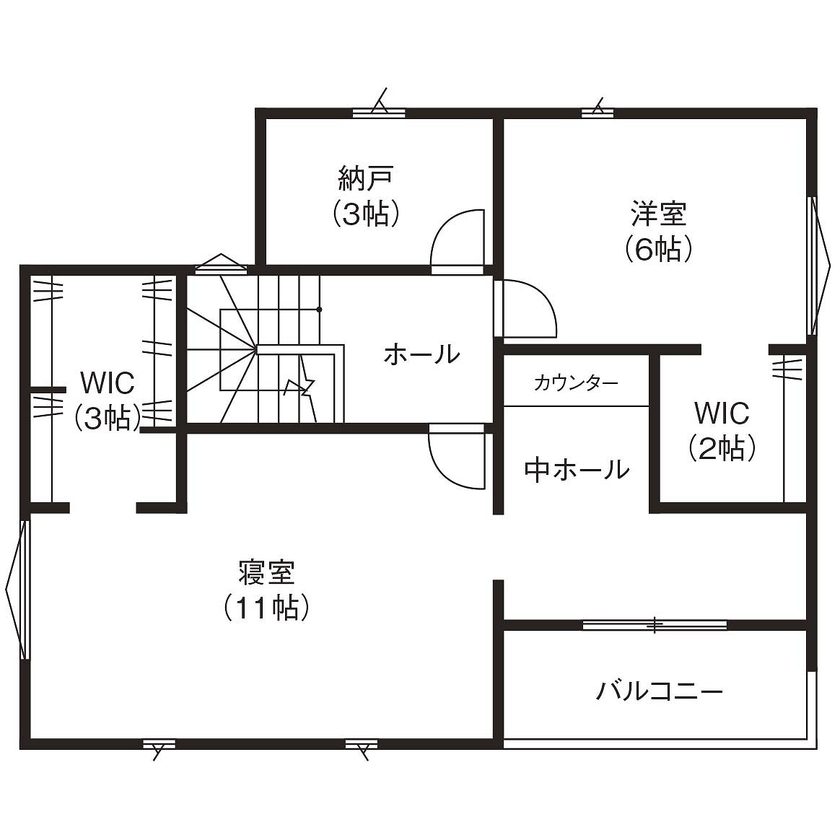 アゲルホーム ワンちゃんと楽しく暮らすアイデアがいっぱい。予算内で夢を叶えたカリフォルニアスタイルの家の間取り図（3SLDK）2階