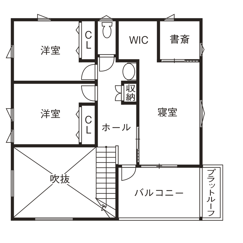 アゲルホーム 「この人にお任せしたい！」が家づくりのスタート。理想のデザイン×家事ラク動線にこだわったキューブの家の間取り図（3LDK）2階