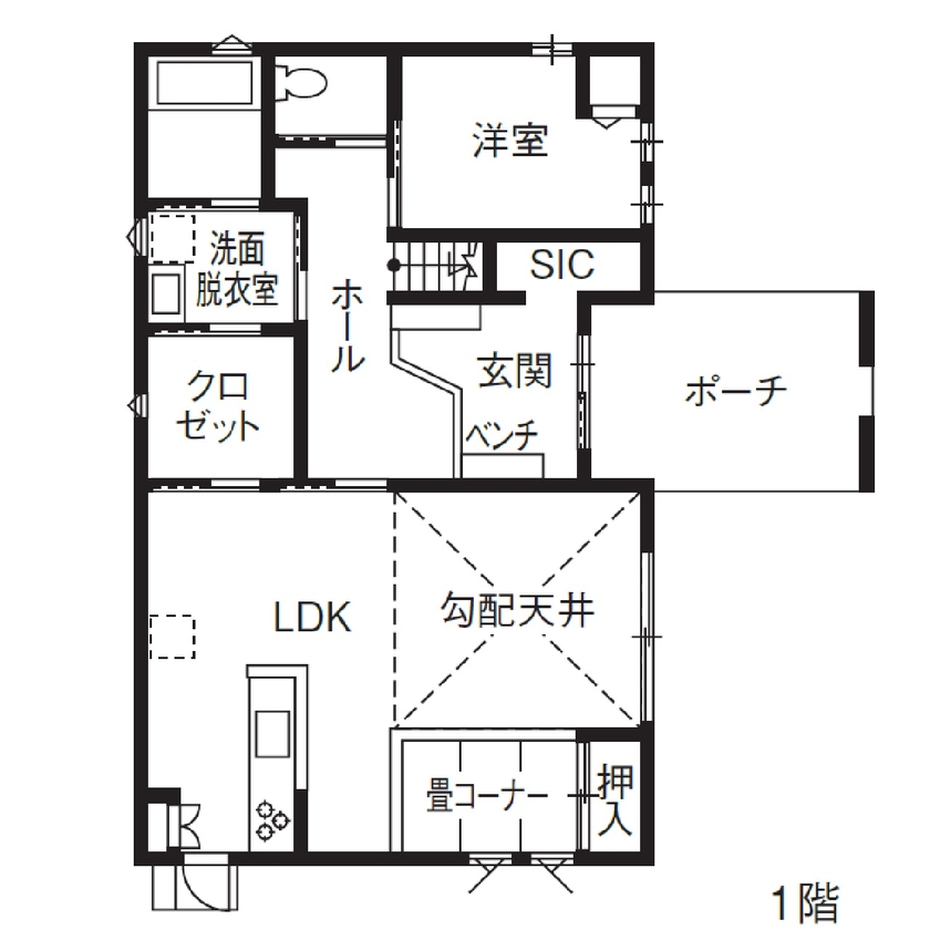 アゲルホーム できる！ ことが増えた快適動線。毎日が嬉しい。想いを叶えた家の間取り図（4LDK）1階