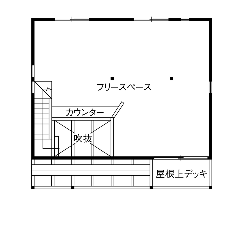 いがみ建築工房　伊神建設 【各務原市｜自然素材】岐阜県に移住してでも「この場所で」「この家で」と夢を叶えた「小さな家」の間取り図（1LDK）2階