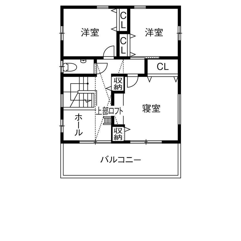 cozy house（コージーハウス） 【収納充実/2000万円台/35坪/間取り有】20代で女性設計士と建築、子育て中もスッキリ暮らすナチュラルな家の間取り図（3LDK＋ロフト）2階