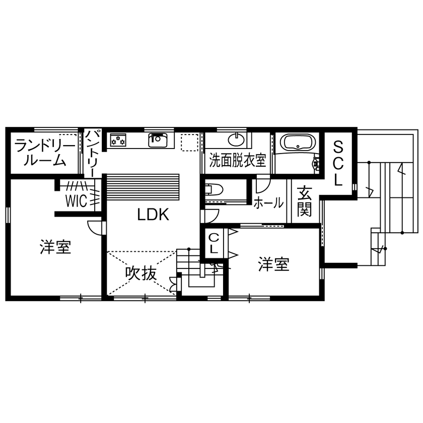 cozy house（コージーハウス） 【平屋/2000万円台/23坪/間取り有】コンパクトなロフト付き平屋。漆喰壁で仕上げた健康志向の二世帯住宅の間取り図（2LDK＋ロフト）1階