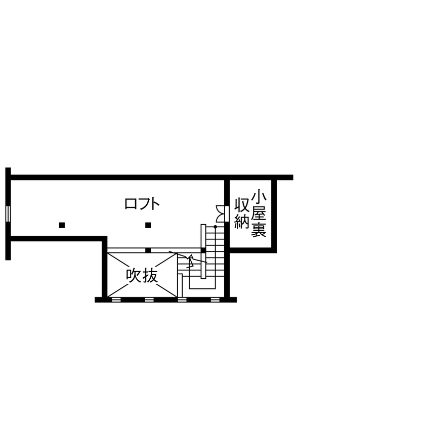 cozy house（コージーハウス） 【平屋/2000万円台/23坪/間取り有】コンパクトなロフト付き平屋。漆喰壁で仕上げた健康志向の二世帯住宅の間取り図（2LDK＋ロフト）ロフト