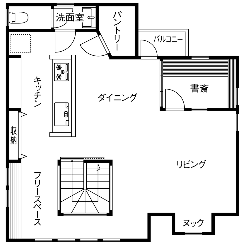 cozy house（コージーハウス） 【2階リビング/2000万円台/33坪/間取り有】フレンチ×クラシカルで大人可愛い。デザイナー監修おしゃれな家の間取り図（3LDK+書斎）2階
