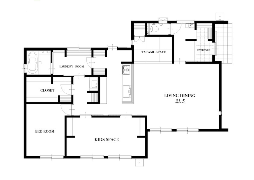 万代ホーム 【間取り図有｜折上げ天井｜回遊動線｜パントリー】空間を最大限に活かす｜効率と美しさを追求した平屋の間取り図（3LDK）1階