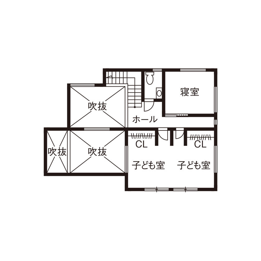 大原建設（パナソニックビルダーズグループ） 【愛犬やバイクを楽しむ、58坪の家/間取り有】ビルトインガレージや広々テラスで、沢山の好きと暮らすの間取り図（3LDK）２階