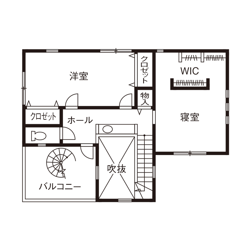 大原建設（パナソニックビルダーズグループ） 【緑を感じるルーフバルコニーのある33坪の郊外の家／間取り有】小上がり付きの広々ＬＤＫを叶えた屈強構造の間取り図（2LDK）２階