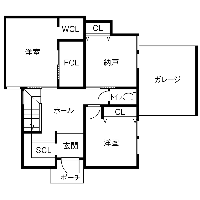 カシコ・クラッセ　樺山工務店 【兵庫県宝塚市／高性能／2000万円台】モノトーンが映えるモダンデザインの家の間取り図（3LDK）1階