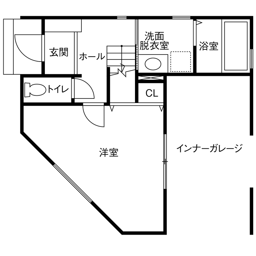 カシコ・クラッセ　樺山工務店 【大阪府大阪市／狭小／1000万円台】念願のインナーガレージのある3階建ての家の間取り図（4LDK）1階