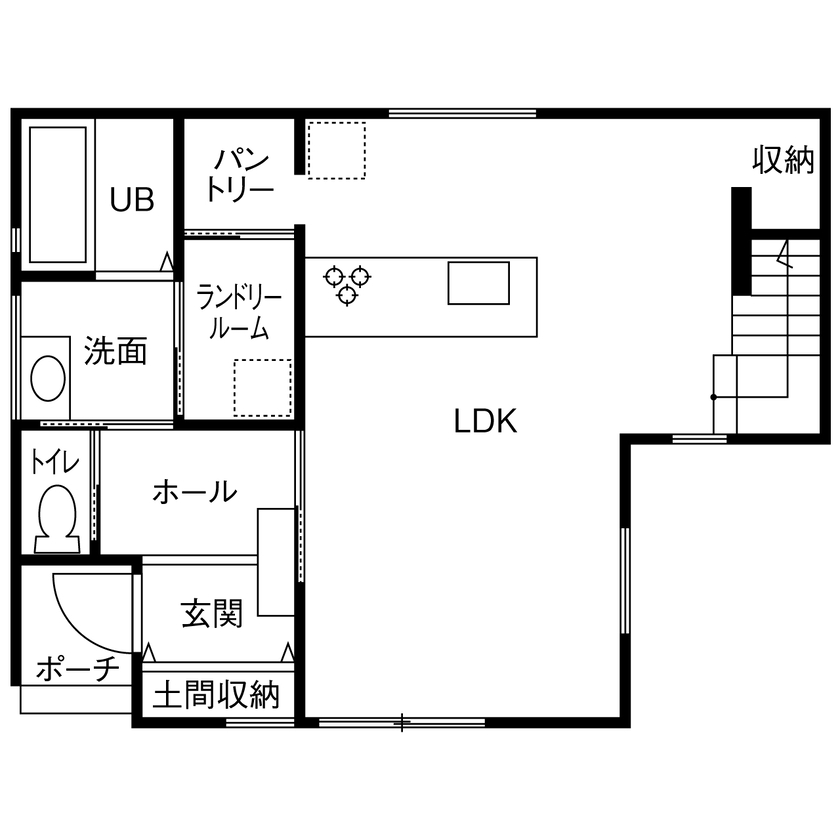 カシコ・クラッセ　樺山工務店 【大阪府茨木市／1000万円台】帰宅動線や家事動線にこだわり快適な暮らしを実現の間取り図（3LDK）1階