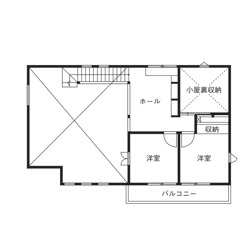 棟匠 キッズスペースに家族の図書コーナーも。シンプルな中に「好き」を閉じ込めた、一年中快適な木の住まいの間取り図（4LDK）2階