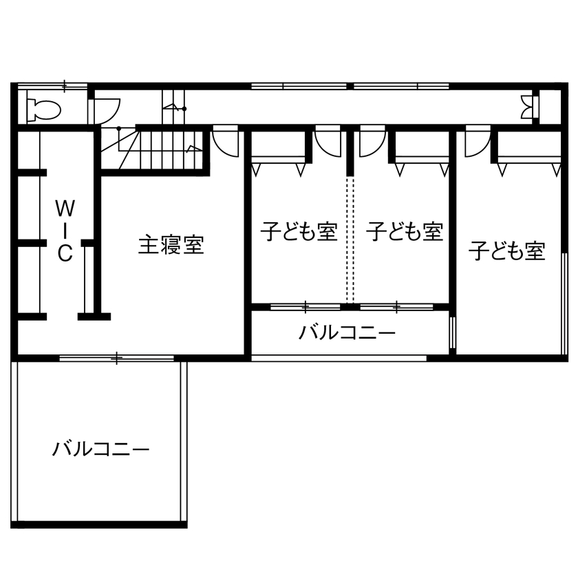 住空間設計Labo 【3000万円台・間取り図・明石市】子どもの遊び場、おうちワインバー…、昼も夜も毎日使える中庭のある家の間取り図（3LDK）2階