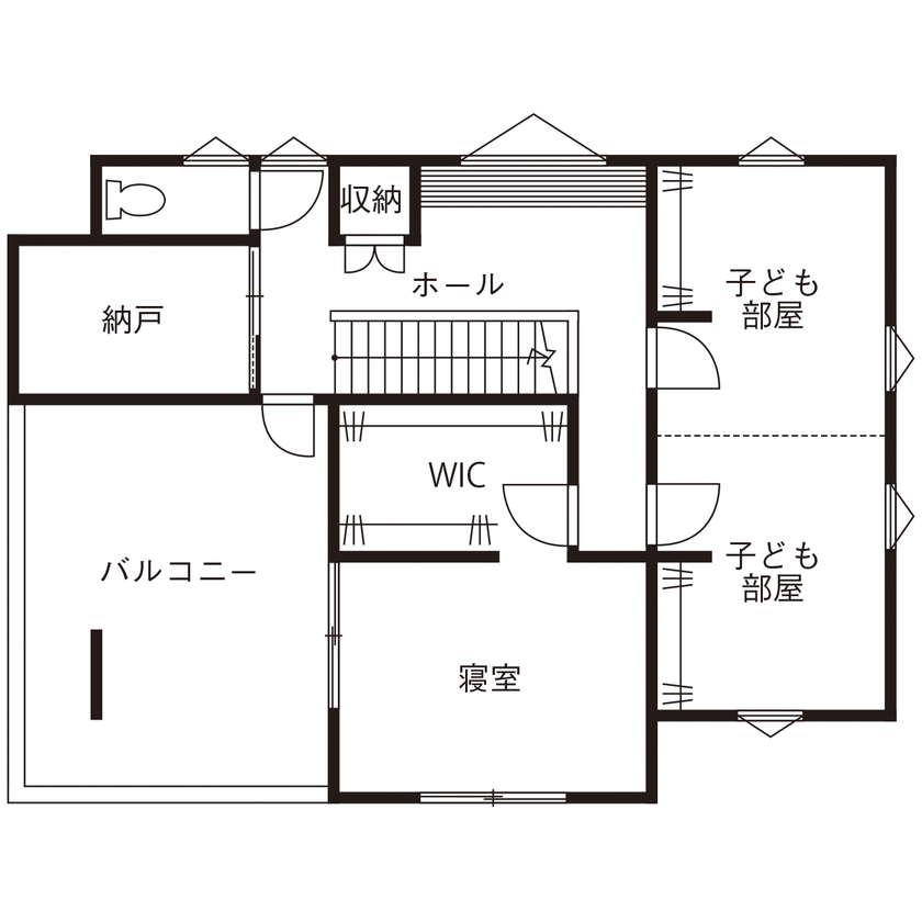 NOA HOME 1からこだわりを叶えた、無垢材の温もり感じる北欧風33坪の住まいの間取り図（3LDK）2階