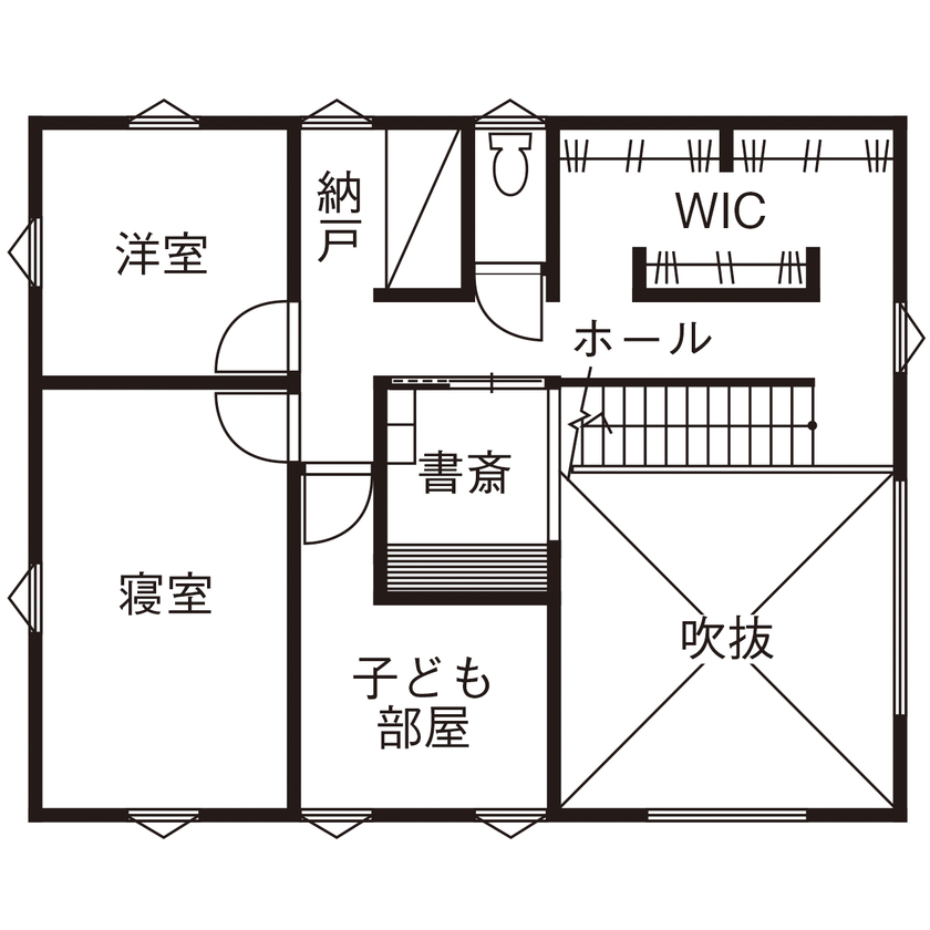 NOA HOME ダイニングでお酒を愉しむひとときに安らぐ…。暮らしの中で「好き」を身近に感じる34坪の住まいの間取り図（3LDK）2階