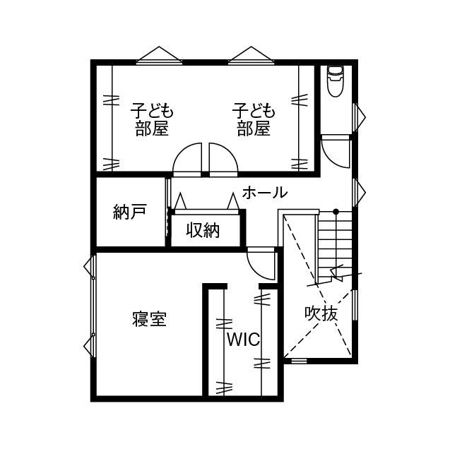 NOA HOME 【スキップフロア/高気密高断熱/延床31坪】家族の時間も趣味の時間も充実。「好き」と「楽しい」を叶えた家の間取り図（２LDK＋納戸）2階