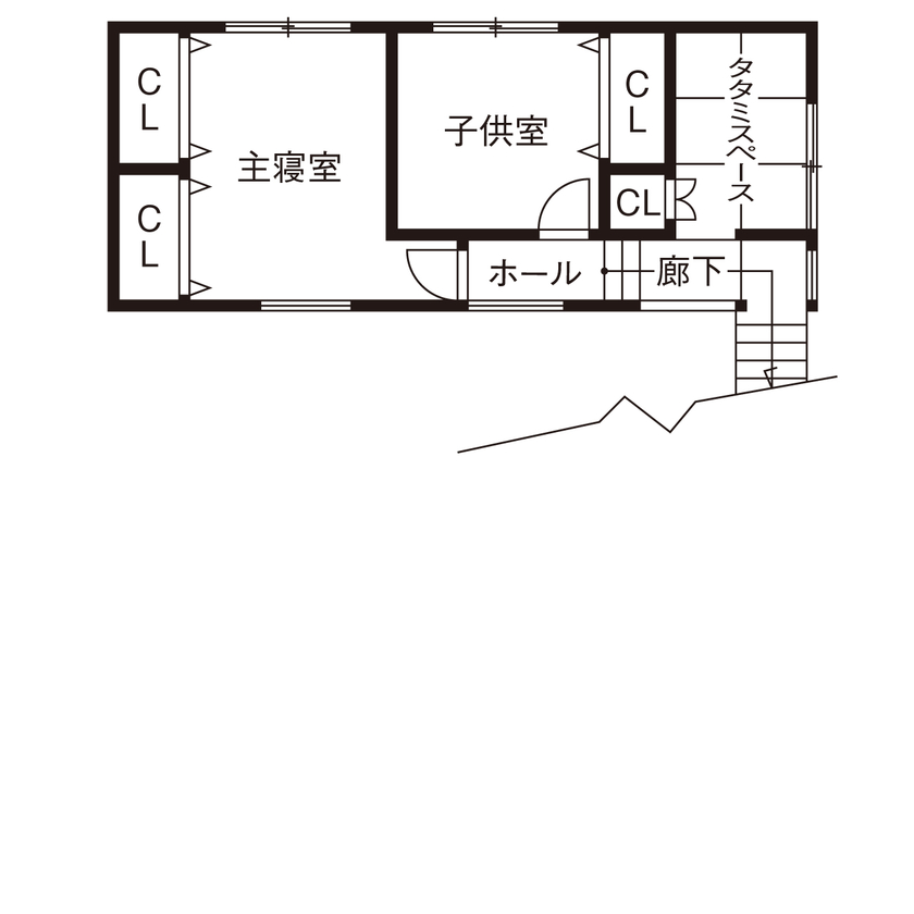 華建築 【2000万円台後半|36坪|平屋＋α|間取り図有】勾配天井で開放感を生み出した、回遊動線の快適な家の間取り図（4LDK）2階