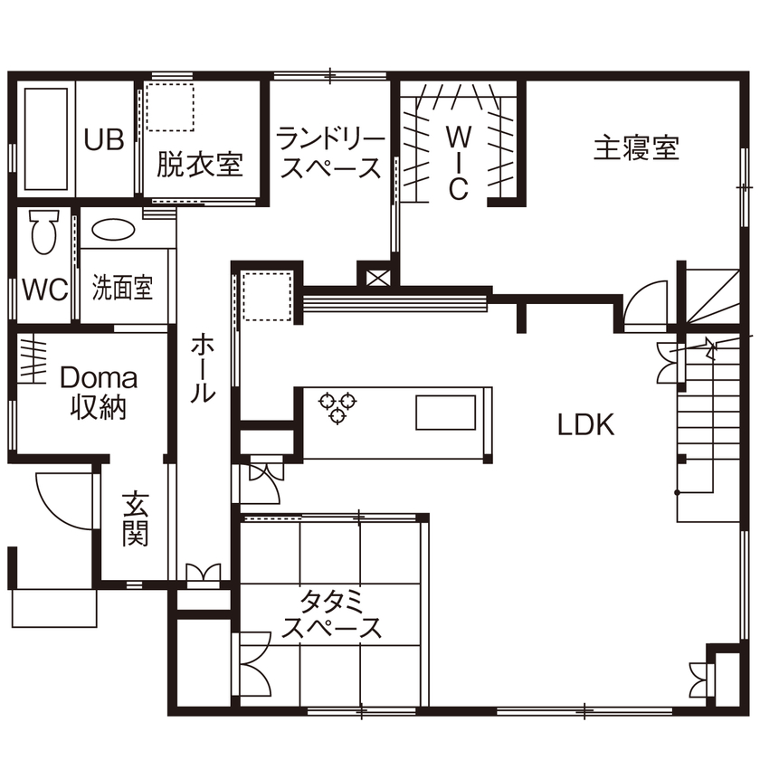 華建築 【2000万円台後半|37坪|平屋＋α|間取り図有】全ての家事を効率的に！共働き夫婦が動線にこだわり建てた家の間取り図（3LDK）1階