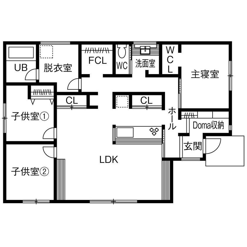 華建築 【2000万円台後半|29坪|平屋|間取り図有】回遊動線で快適生活。子育て中の共働き夫婦にゆとりもたらす平屋の間取り図（3LDK）1階