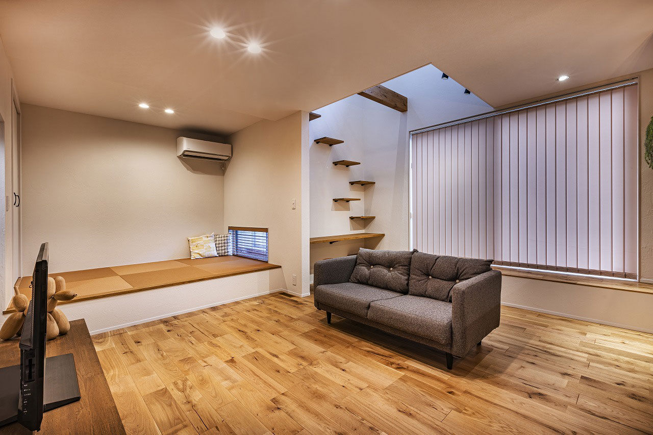 華建築 【2000万円台後半|32坪|吹抜け|平屋＋α|間取り図有】快適な空気環境で猫とトカゲと暮らす。趣味を楽しむ家の建築実例画像4