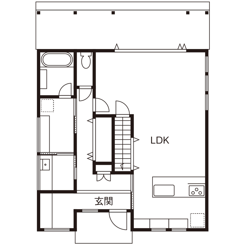 アートハウス 【2493万円・間取り図あり】素材感を活かした、北欧スタイルの家の間取り図（3LDK）1階