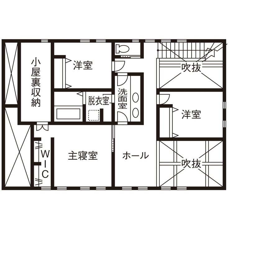ワクワクプロジェクト／三光ホーム 【土地探しサポート/間取】ビルトインガレージ付きのアメリカンハウスを実現。イメージ通りの家に満足の間取り図（3LDK）2階