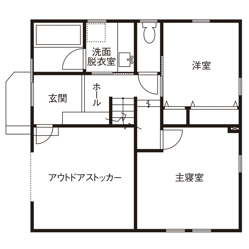 ワクワクプロジェクト／三光ホーム 【2000万円台/土地探しサポート/間取有】ガレージとしても使えるアウトドアストッカーで趣味を満喫する家の間取り図（3LDK）1階