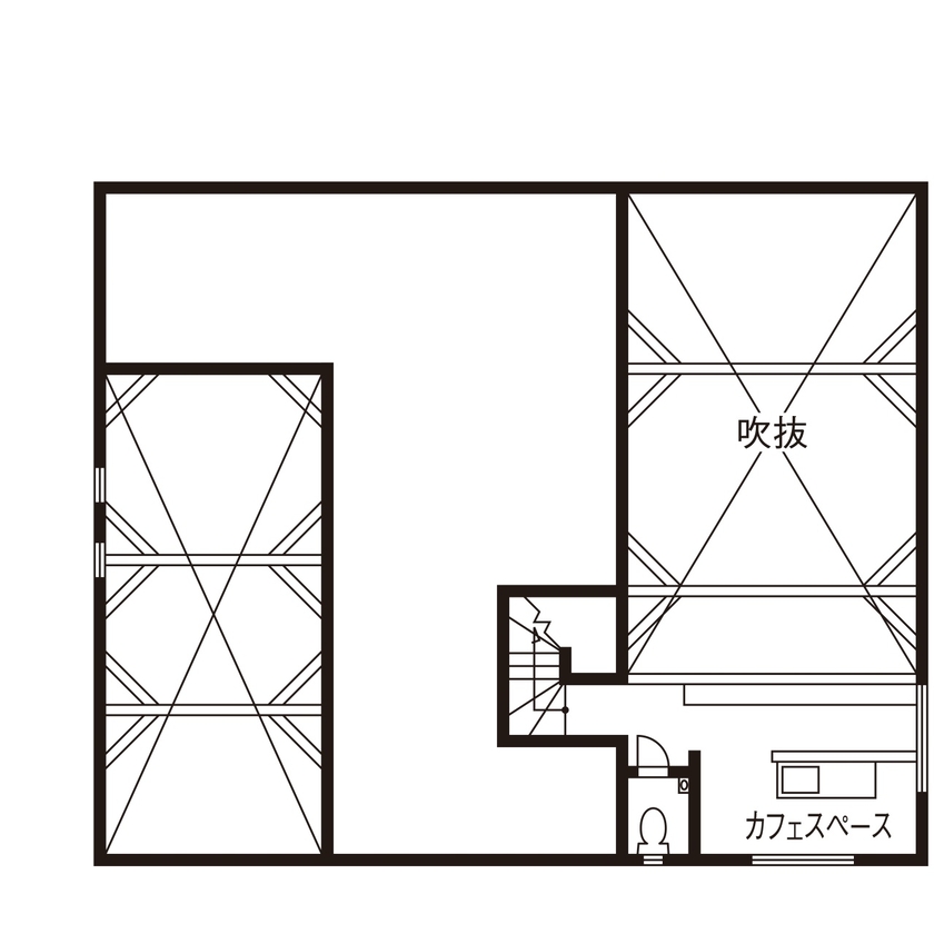 ワクワクプロジェクト／三光ホーム 【3000万円台/43.7坪/間取り有】バイク乗り夫婦が叶えた10台以上の愛車を格納するアメリカンガレージハウスの間取り図（2LDK）2階