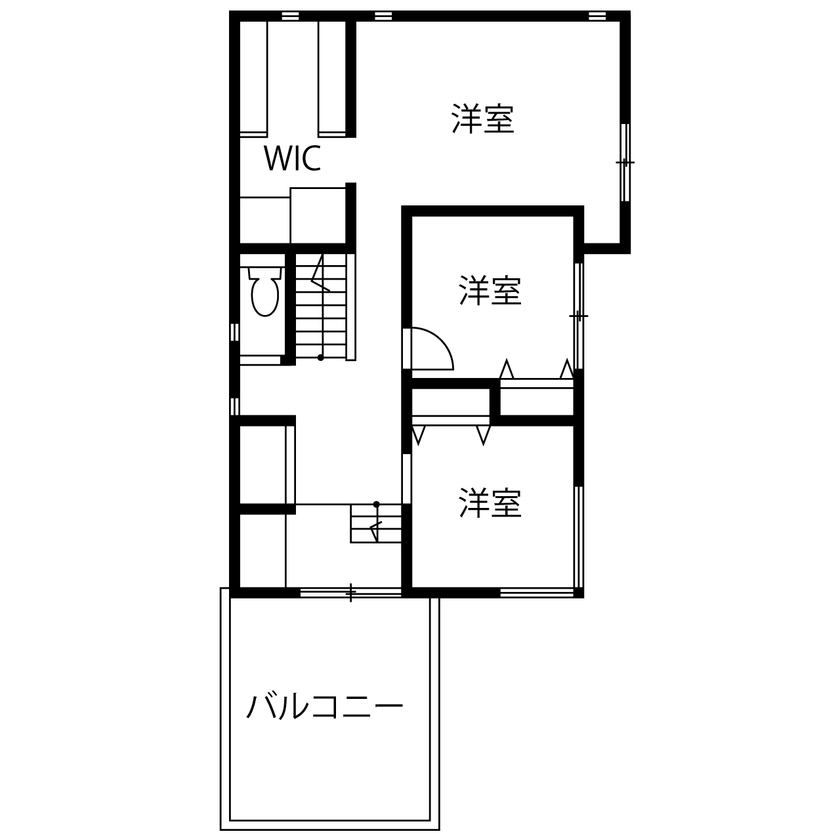 ハナハウス 【交野市／2300万円】趣味のJAZZが楽しめる、ミッドセンチュリーテイストの家［間取り図］の間取り図（３LDK＋音楽スペース）2階