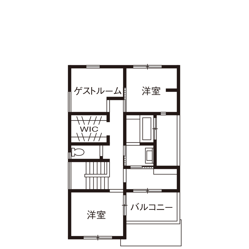 ハナハウス 【大阪府堺市／2750万円／延床面積37.9坪】パンが作れるキッチンや工作部屋のあるレトロモダンな家の間取り図（3LDK＋書斎＋工作部屋）2階