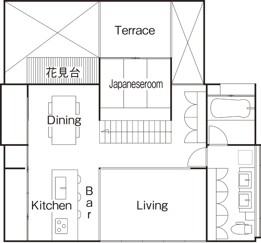 KADeL 【3000万円台/大阪府/間取り図有】「竹の家」　光壁がもたらす穏やかな暮らし　狭小地でもあふれる開放感の間取り図（4LDK）2階