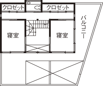 KADeL 【4000万円台/大阪府/間取り有/50坪】「囲炉裏の住宅」古き良き和の趣　吹き抜けテラスで開放的な中庭の家の間取り図（4LDK）2階