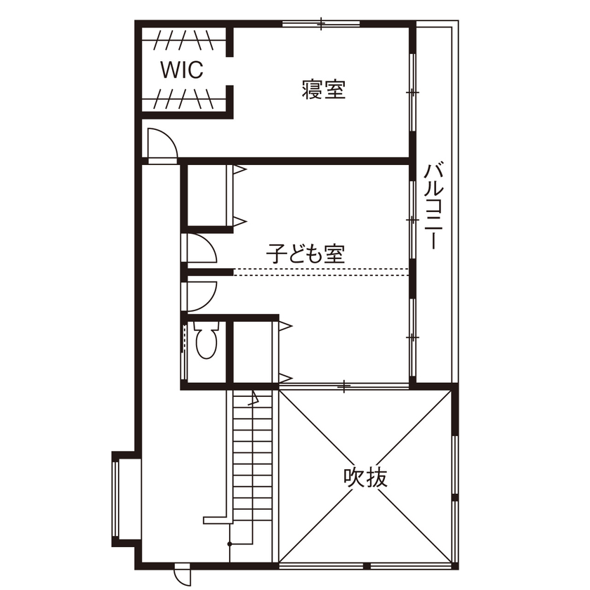 KADeL 【3500万円/兵庫県/間取り有】吹き抜けのダウンリビングにアイランドキッチン、光や風と暮らす淡路島の家の間取り図（2LDK）2階