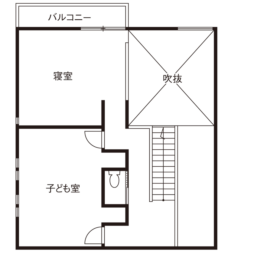 KADeL 【3000万円台/大阪府/間取り有】間仕切りがなくすべてがオープン。繋がりを感じながら暮らせる美しい家の間取り図（2LDK）2階