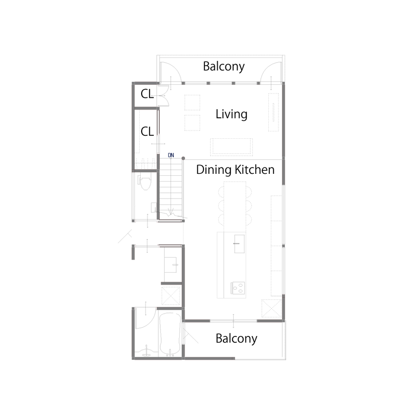 KADeL 【3000万円台/兵庫県/間取り図有】「神戸市×神戸の街並みが見下ろせる家」2階LDKで眺望と風通しの良い家の間取り図（2LDK）2階