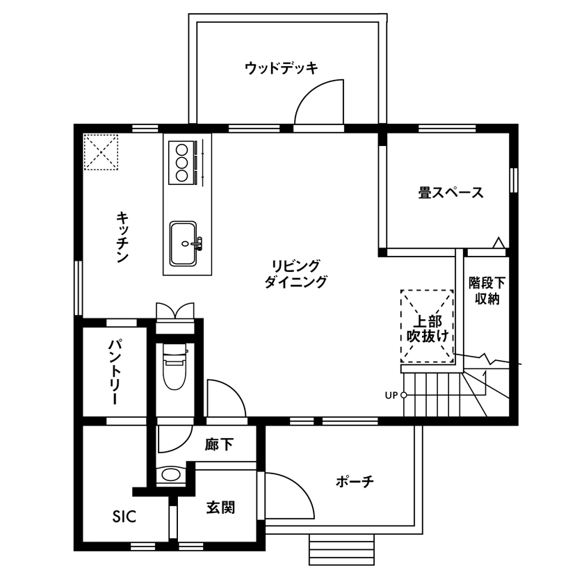 スウェーデンハウス 【北欧/輸入住宅/31.8坪】本格北欧テイスト×西海岸スタイルでつくる、世界に一つだけの我が家の間取り図（2LDK+畳スペース）1階