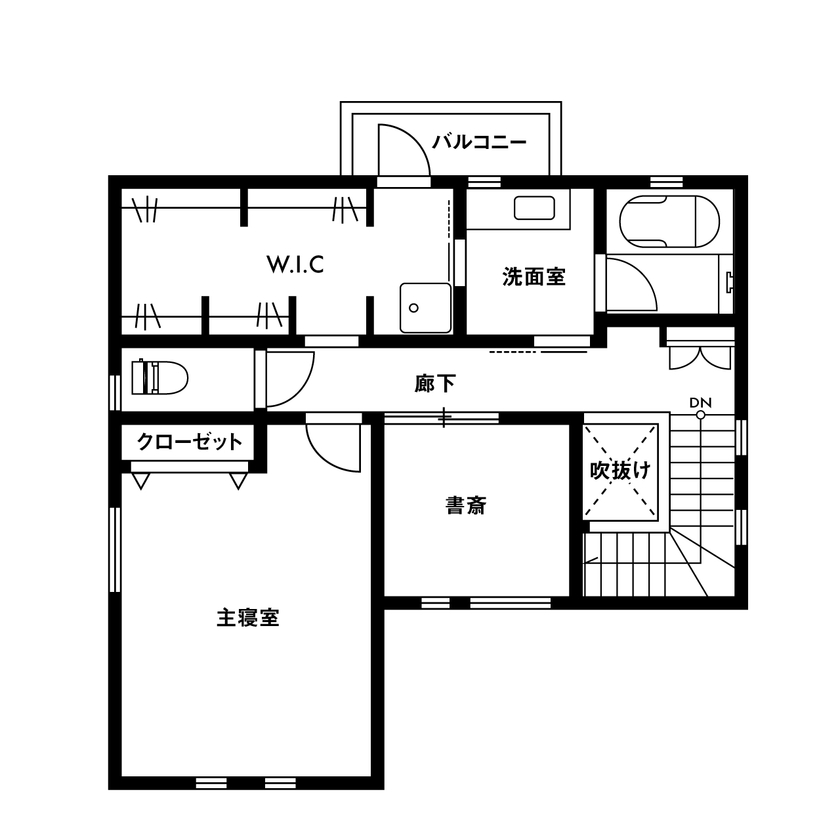スウェーデンハウス 【北欧/輸入住宅/31.8坪】本格北欧テイスト×西海岸スタイルでつくる、世界に一つだけの我が家の間取り図（2LDK+畳スペース）2階