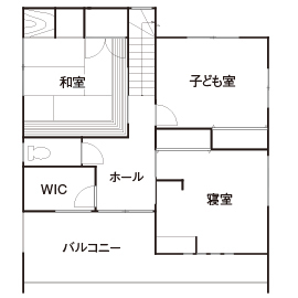 紀州国土建設 【和歌山県/1000万円台/間取り図有】土地＆プラン、デザインにも大満足。スタイリッシュで温かい住まい。の間取り図（4LDK）2階
