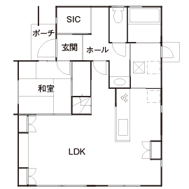 紀州国土建設 【和歌山県/2000万円台/30坪/間取有】ガルバリウムと木製サイディングのバランス。無垢の床とナチュラル感の間取り図（5LDK）1階