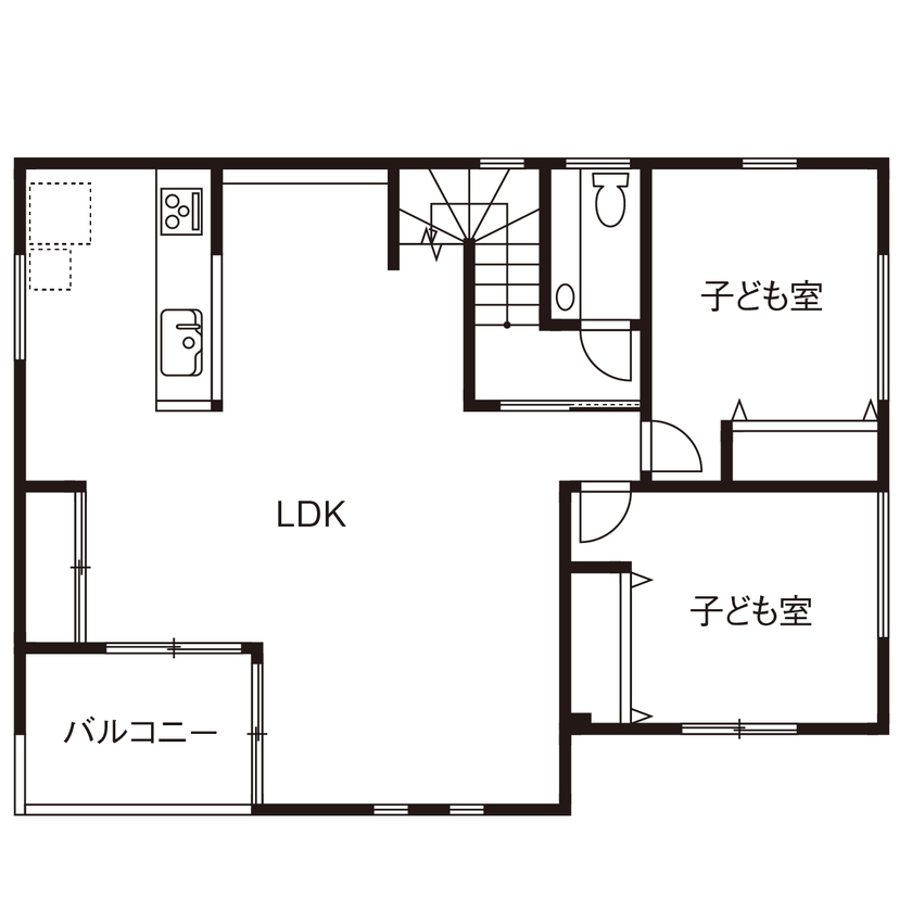 紀州国土建設 【大阪府/2000万円台/間取図有/おしゃれ】京町家を彷彿させる和モダンな家。無垢材と造作物に温もりが漂うの間取り図（4LDK＋LDK）2階