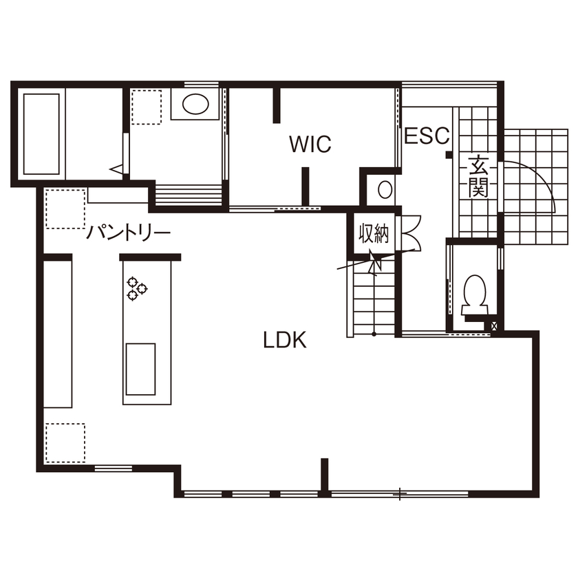 紀州国土建設 【大阪府/2000万円台/間取り図有】統一感のあるオーダー家具が叶えるホテルライクな美しさの間取り図（3LDK）1階