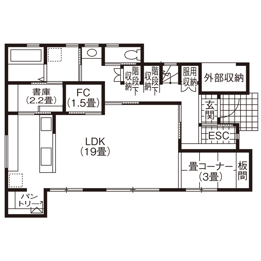 紀州国土建設 【和歌山県/3000万円台/間取り図有】趣味を楽しむための部屋を確保した、ゆとりある住まいの間取り図（4LDK+趣味室×2）1階