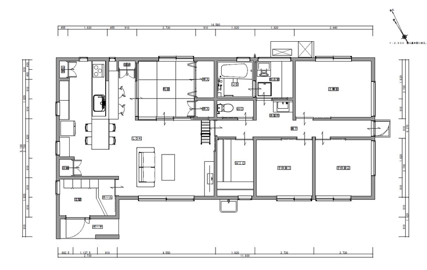 紀州国土建設 【和歌山市/2000万円台/平屋】ロフト付きリビングと広い庭で楽しく暮らす家の間取り図（4LDK）1階