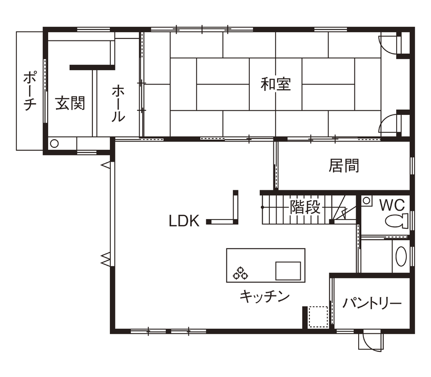 紀州国土建設 【大阪府/間取図有】今の生活様式に当てはめた和モダンな住まいの間取り図（2LDK）1階