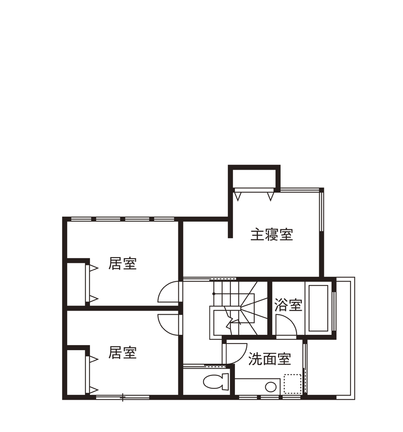 紀州国土建設 【大阪府/3000万円台/間取り図あり】水平と垂直のラインが醸す格調高く洗練された佇まいの間取り図（3LDK）2階