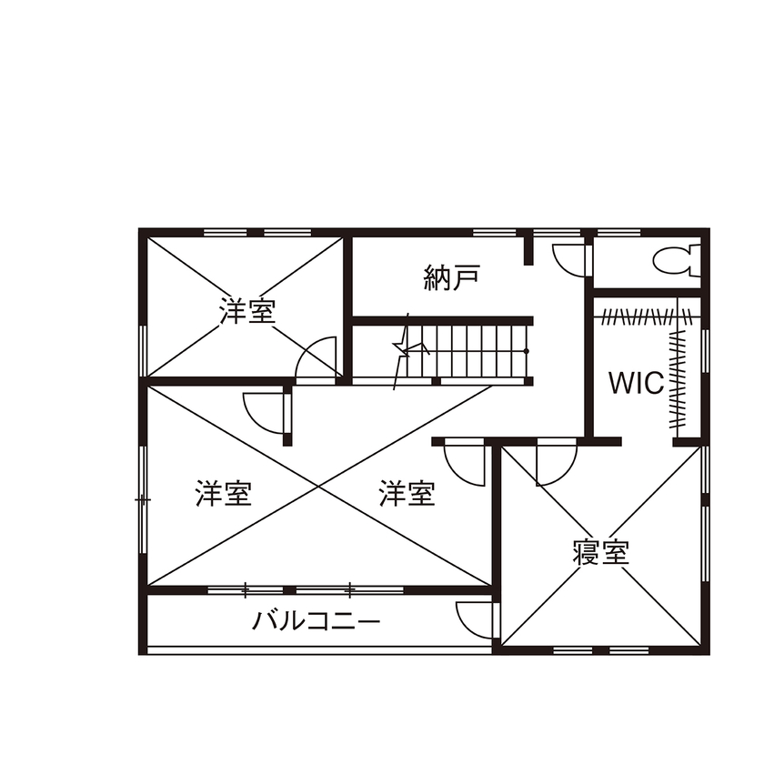 タウンズホーム 【2000万円台/延床37.2坪/自然素材/間取り図有】大きなウッドデッキが豊かな暮らしを育む「100点満点」の家の間取り図（3LDK）2階