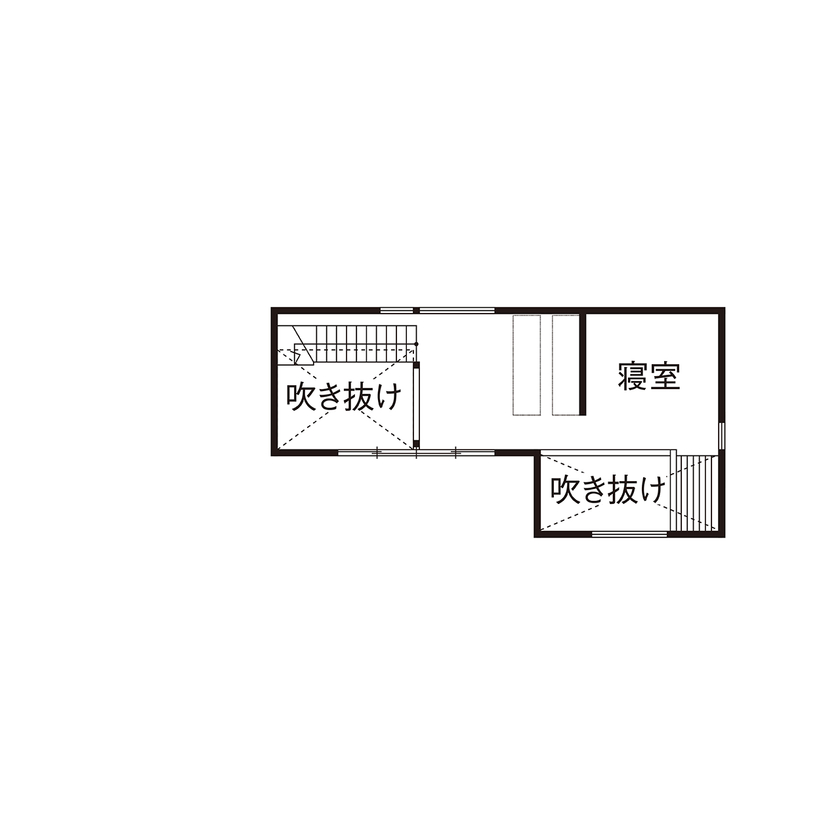 タウンズホーム 【2000万円台/延床26坪/自然素材】圧倒的な木の量や質感に誰もが感嘆する、ハンドメイドの魅力が満載の家の間取り図（1LDK）2階