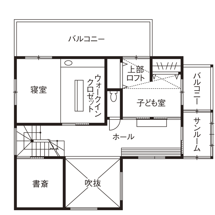 NOZOMI HOME 【岐阜県｜和モダン×屋上庭園｜間取り有】まるで高級旅館の風情。屋上庭園ではリゾート気分を満喫の間取り図（4LDK）２階
