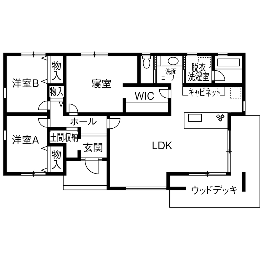 La prochaine HOME（ラ・プロシエンホーム）by新和建設 【一宮市/平屋/2000万円台/間取図あり】安心の定額制で建てる、MIRAIEも標準装備した自然素材の平屋の間取り図（3LDK）1階